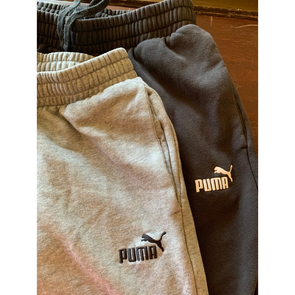 Puma Mens 2 Pack Fleece Jogger Sweatpants Gray Black Large